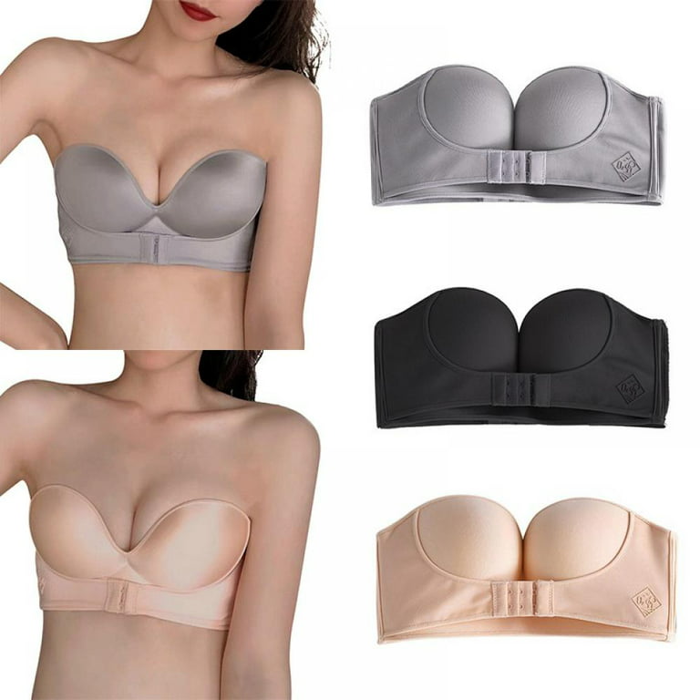 Strapless Bra Women Super Push Up Bra Sexy Lingerie Invisible Brassiere  Front Closure Bras Underwear for Dress