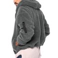 thumbnail image 4 of WTOBBY Men's Casual Loose Double-Faced Fleece Jacket, Solid Color Zipper Hooded Plush Warm Coat for Winter, Soft and Lightweight for Daily and Outdoor Activities,Dark Gray 2XL, 4 of 5