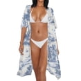 thumbnail image 3 of Xoenoiee Toile De Jouy Boat House Print Kimonos for Women Swimsuit Coverups Beach Cover Up Summer Swimwear Cardigan Beachwear for Beach Vacation Travel, 3 of 7