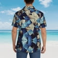thumbnail image 3 of Lsque Abstract Blue Squares pattern Hawaiian Shirt for Men, Unisex Summer Beach Casual Short Sleeve Button Down Shirts-3X-Large, 3 of 9