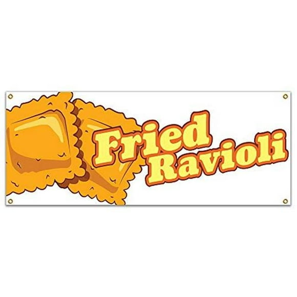 SignMission B-Fried Ravioli19 48 in. Fried Ravioli Banner with Concession Stand Food Truck Single Sided