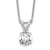 Auriga 14K White Gold 5 mm Round Lab Grown Diamond Solitaire Necklace for Women 18"