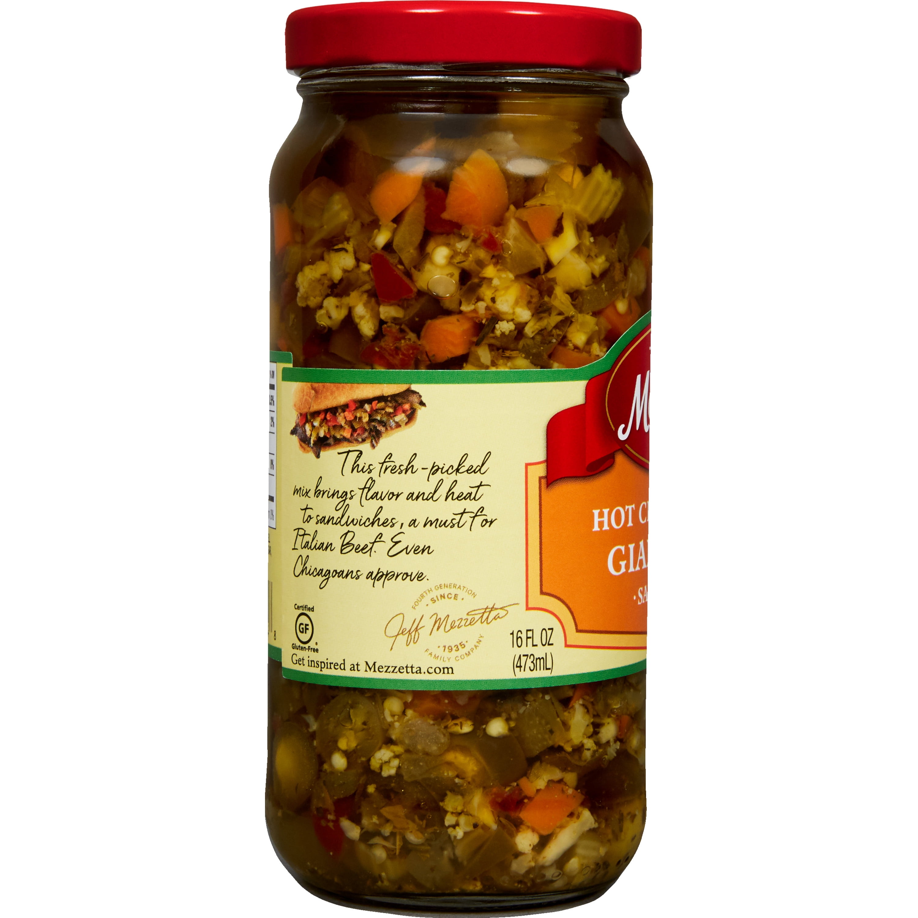 (3 pack) Mezzetta Hot Chicago Style Giardiniera Sandwich Mix, 16 fl oz Jar