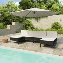 vidaXL 6 Piece Patio Lounge Set with Cushions Poly Rattan Black