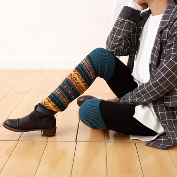 Flmtop Fashion Women Winter Warm Long Leg Warmers Boot Knee High Knit  Crochet Socks 