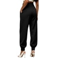 thumbnail image 4 of Women's High Waist Pleated Suit Jogger Pants Tapered Ankle Cuff Dress Trousers Loose Fit Business Casual Work Pants with Pockets Black, 4 of 6