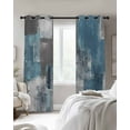 thumbnail image 2 of Blackout Curtains for Bedroom, Blue Grey Room Darkening Window Drapes for Living Room, Modern Oil Painting Art Abstract Thermal Insulated Grommet Curtains, 42x54 inch, 2 Panels, 2 of 9