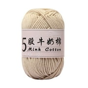 Crochet Thread,Chunky Yarn for Hand Knitting,Milk Cotton Yarn 5 Skeins for Crafting for Knit Sweaters,Blankets,Scarves,Clothes,Light Khaki,Gift for Crocheters Starters