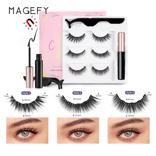 MAGEFY Juego De Pestañas Postizas Magnéticas Híbridas De 3 Pares