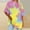 Yellow, variant on Women's Casual Crewneck Short Sleeve Tie Dye Oversized T Shirt Graphic Tee Top Blue 2XL