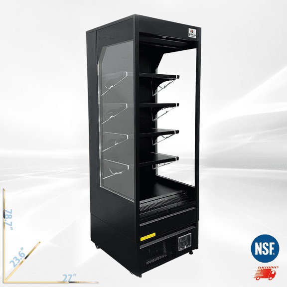 Cooler Depot NSF 27" Vertical Open Air Display Merchandiser, 9.4 cu ft, Glass Side Panels, Model BLF766