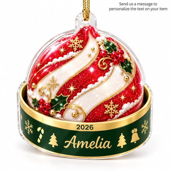 Ornament Personalized Glitter Christmas Acrylic Tree Decor Holiday Gift