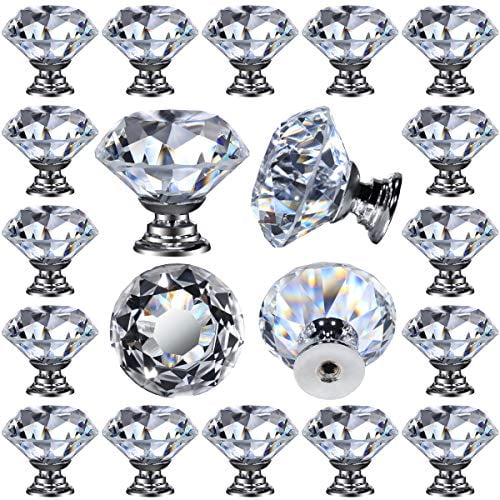 Fashion Crystal Glass Diamond Drawer Cabinet Knobs Furniture Door Pull Handles 