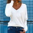 thumbnail image 2 of Aboser Long Sleeve Shirts for Women Cotton V Neck Tops Comfy Plain Basic Tees Solid Color Casual Pullover Top Loose Fitted Layering Shirt, 2 of 6