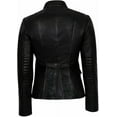 thumbnail image 3 of Womens Genuine Black Lambskin Leather Jacket Motorcycle Biker Leather Jacket W418, 3 of 4