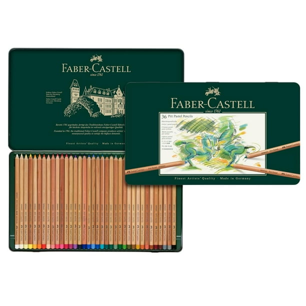 Lápices pastel Faber-Castel FC112136 Pitt, paquete de 36 con lata de metal