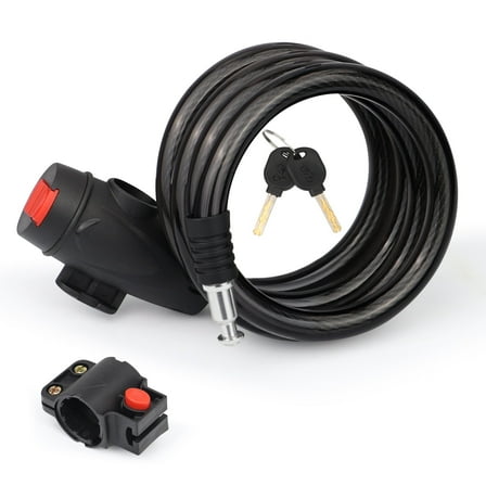 Zukka Keyed Cable Bike Lock with Dustproof Sliding Cover, 6FT