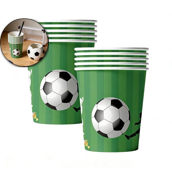 Soccer Themed Paper Cups 10 Pcs Drinking Cups 3D Soccer Paper Cups, Eco-Friendly Drinkware for Sports-Themed Events & Birthday Celebrations