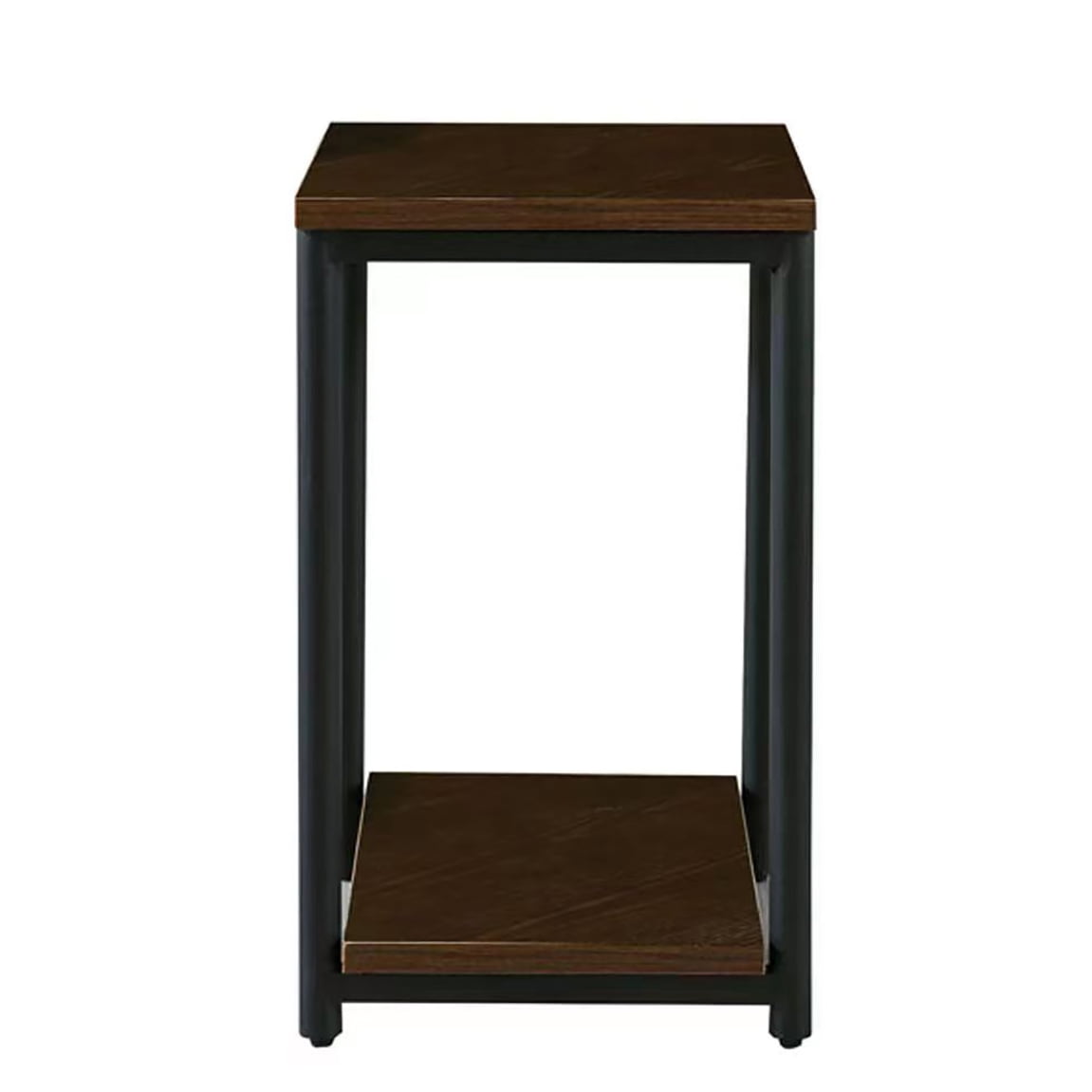 Kepooman 2-Tier End Table for Living Room Bedroom, Narrow Storage Nightstand for Sofa Couch, Industrial Slim Side Table with Storage Shelf, Brown