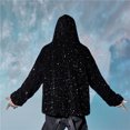 Mens Sequined Foxy Grandpa Sweater Casual Hooded Jacket Hooded Cardigan