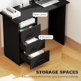 thumbnail image 3 of Black 39" Computer Desk with 3 Drawers & Shelf | Modern Home Office Writing Table for Bedroom & Study | Particle Board Desk, 3 of 7