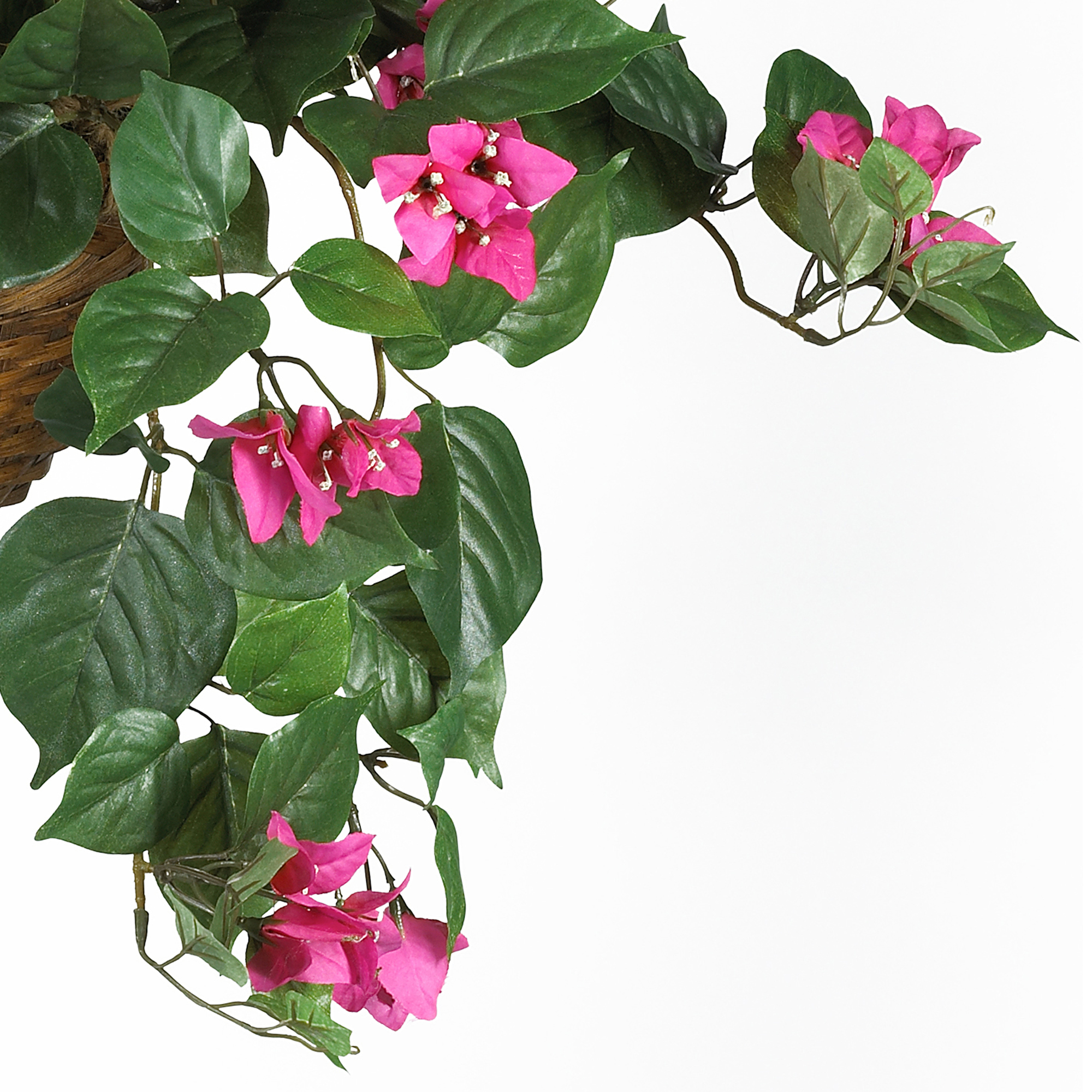 Nearly Natural 24" Bougainvillea Hanging Basket Artificial Plant, Pink - image 2 of 8