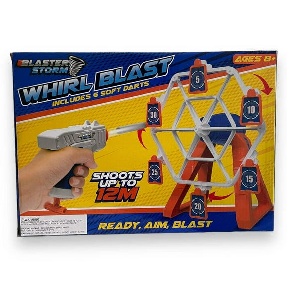 Blaster Storm Whirl Blast Target Game With 6 Targets Gun and Darts in box