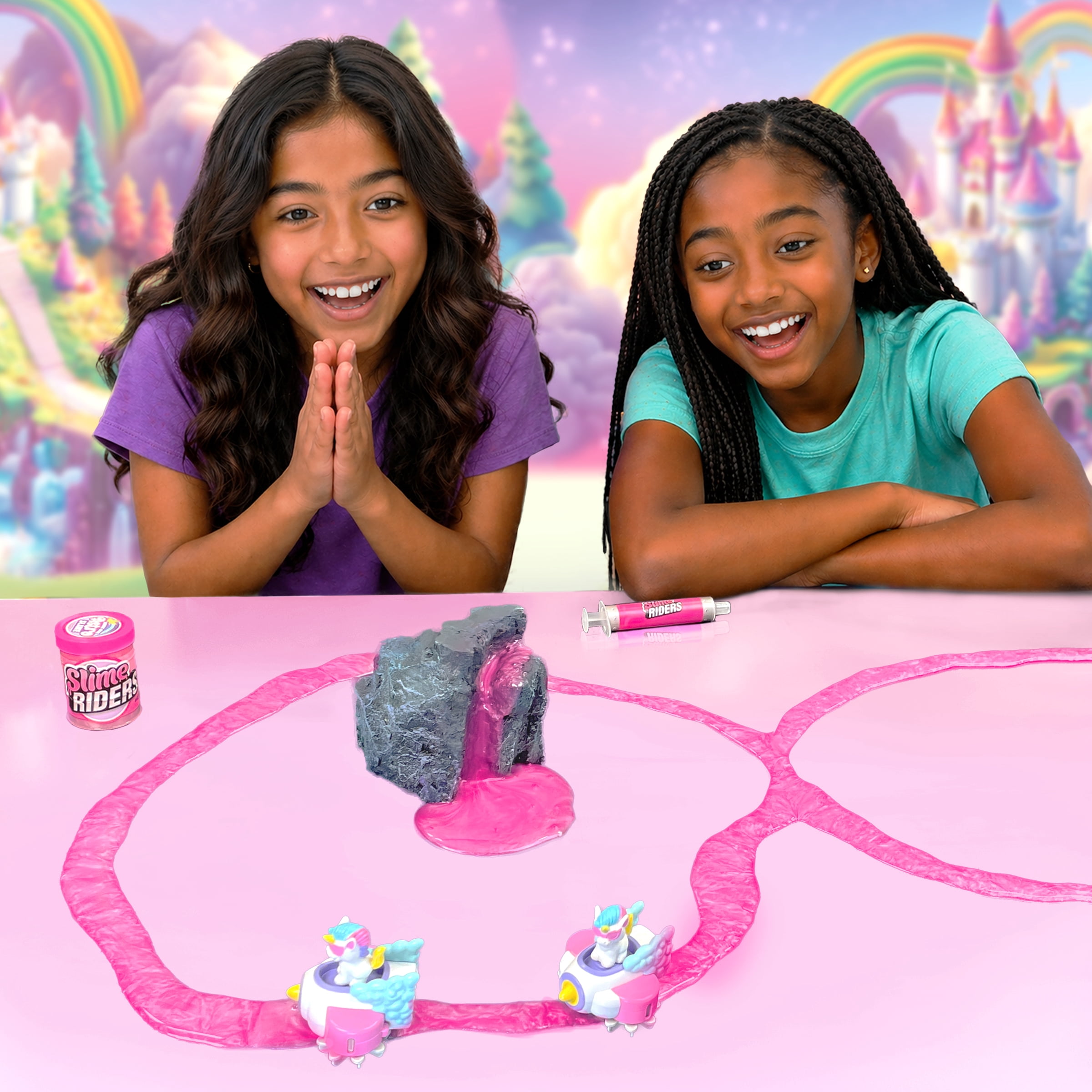 Slime Riders - Slime Toy Race Track Builder with Motorized Rechargeable Car - Sparkles The Unicorn
