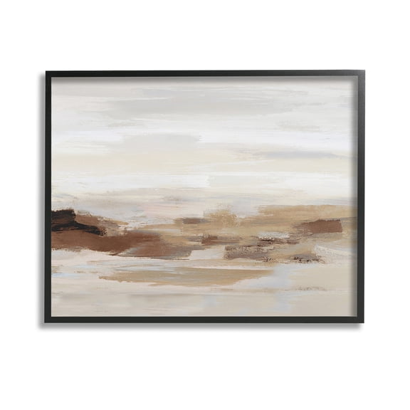 Stupell Industries Subtle Desert Dunes Abstract Painting Black Framed Art Print Wall Art, 14 x 11