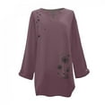 thumbnail image 2 of SHOPESSA Tops for Women Plus Size Hedging V-neck Polka Print Cotton Blouses Linen Long Sleeve T-shirt, 2 of 4