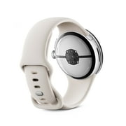 Google Pixel Watch 3 Camera 45 mm Sliver Stainless Steel Case with White Watch Band, 1 Pack