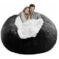 thumbnail image 2 of SHANNA Bean Bag Chair Cover Big Round Soft Fluffy Velvet Lazy Sofa Bed Cover (Cover only,No Filler),6ft, Black, 2 of 13