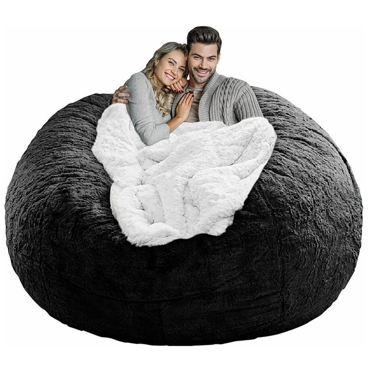 HDMLDP Bean Bag Chair for Adults Kids Without Filling Comfy Fluffy Giant  Round Beanbag Lazy Sofa Cover for Reading Chair Floor Chair, 6FT, Dark Grey