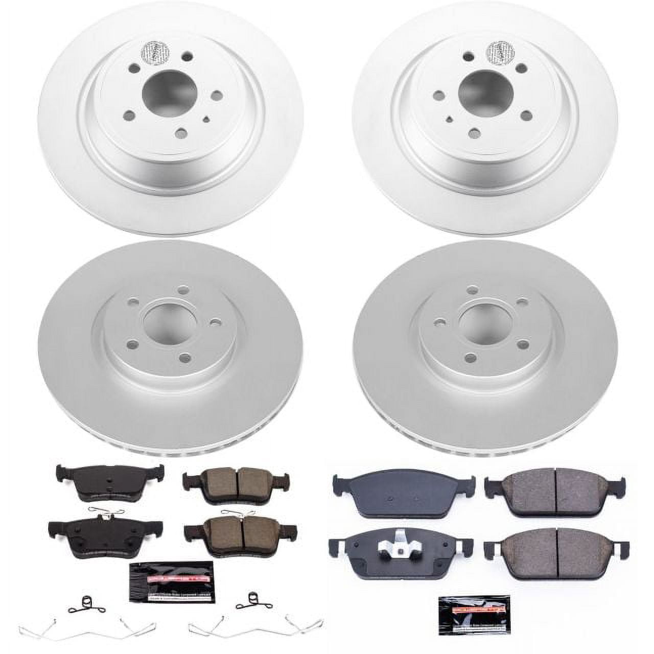 PowerStop Front and Rear Geomet Coated Brake Rotor and Pad Kit Fits: FORD Select Models CRK7569