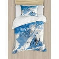 thumbnail image 3 of Ambesonne Lake House Mountain Landscape Ski Slope Winter Sport Telfer and Snowboarding Image Duvet Cover Set, 3 of 3