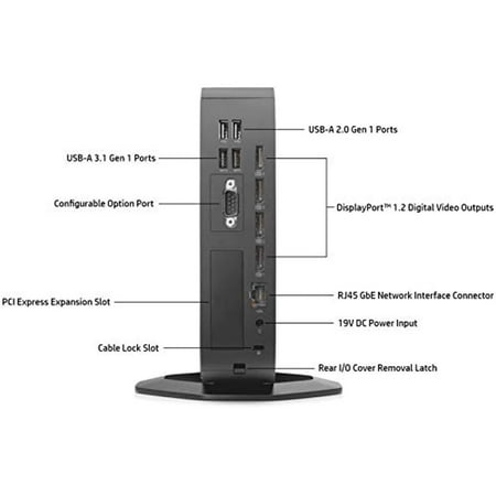 HP - t740 Thin Client Desktop - AMD Ryzen Embedded V1756B - 8 GB Memory - 64 GB Flash Storage - Black