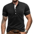 thumbnail image 2 of Men's Classic Henley Shirt Casual Raglan Short Sleeve Button-Down Cotton T-Shirt with Pockets, 2 of 5