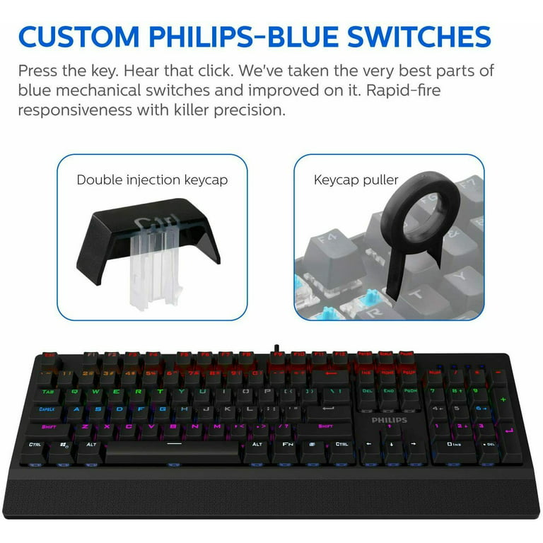 Philips SPK8403 Wired Mechanical Gaming Keyboard, FX & Key Light Maps  Anti-Ghosting