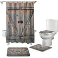 thumbnail image 2 of FMSHPON Rustic 4 Piece Bathroom Set Shower Curtain Bath Rug Contour Mat and Toilet Lid Cover, 2 of 7