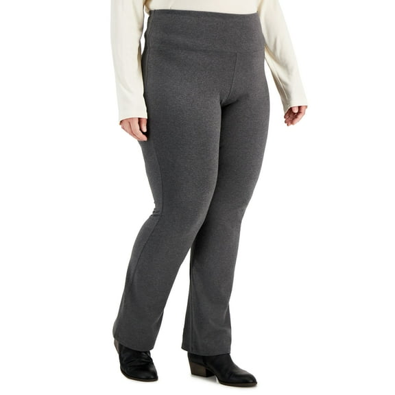 Plus Size High Rise Pull-On Bootcut Leggings Charcoal Heather 0X