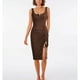 thumbnail image 2 of Gibobby Vestido sexy para mujer verano casual cuello redondo botón roscado vestido ajustado inferior cordón vestido(Café,G), 2 of 4