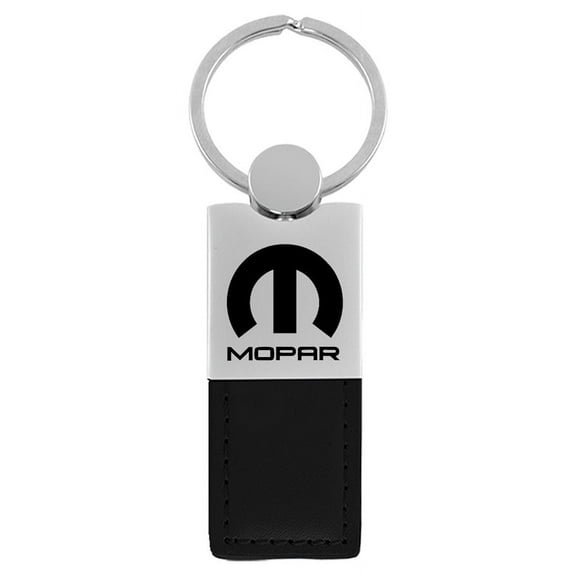 Mopar Duo Rectangular Leather Key Chain (Black)
