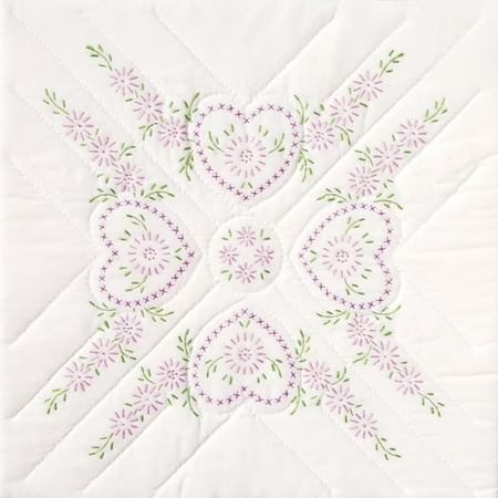 Stamped White Quilt Blocks 18"x18" 6/pkg-hearts