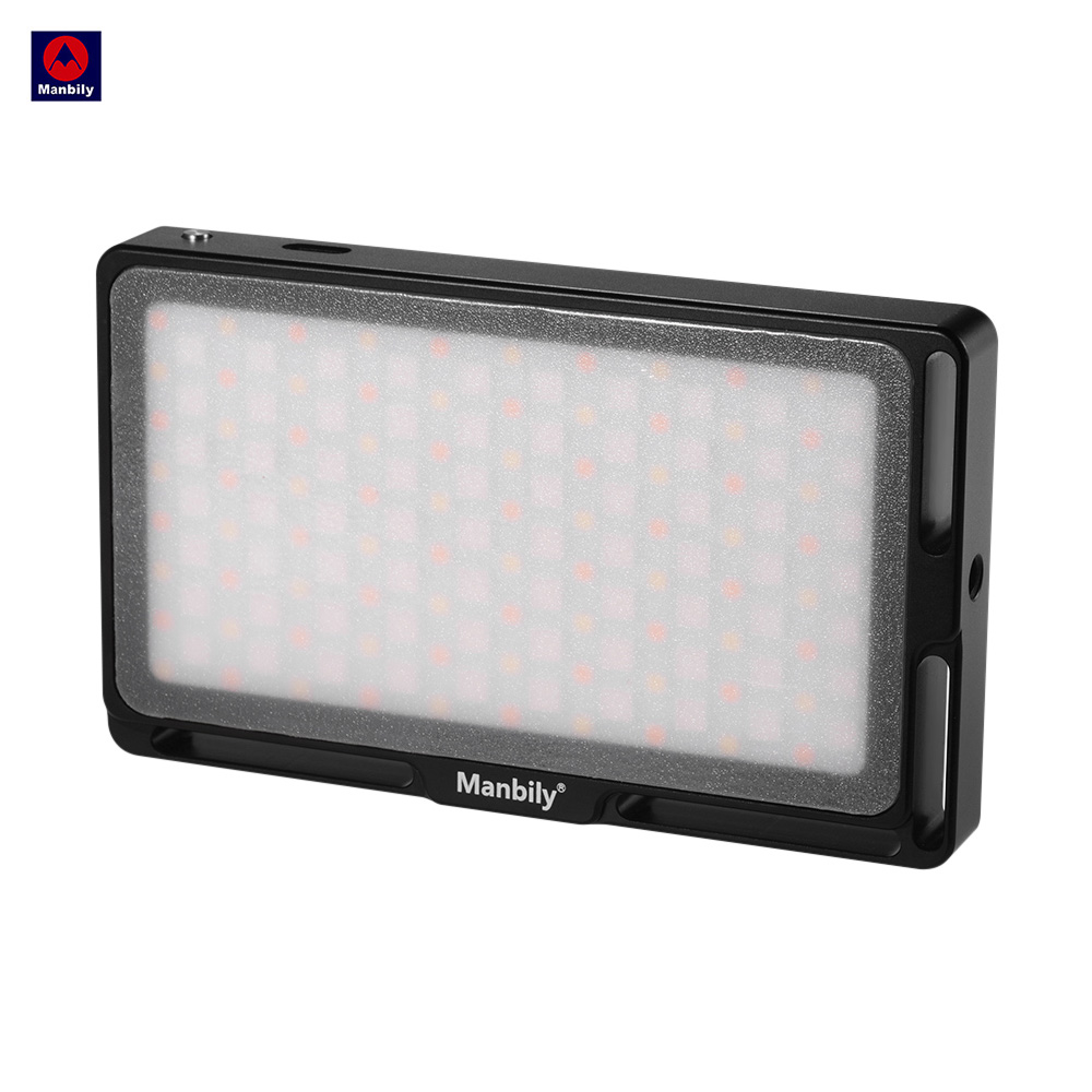 Manbily Portable RGB LED Video Light Panel Dimmable 2500K8500K Mini Pocket Camera Fill Light