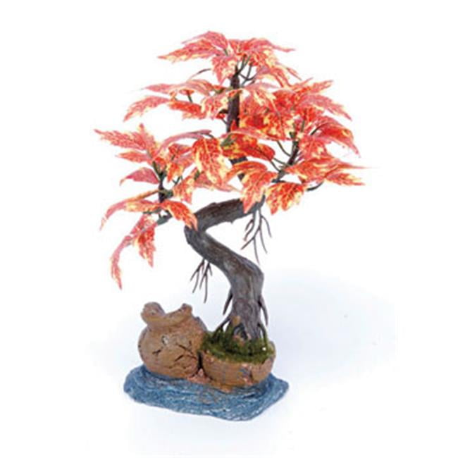 Bonsai Tree On Urn With Silk Leaves, 8 in.