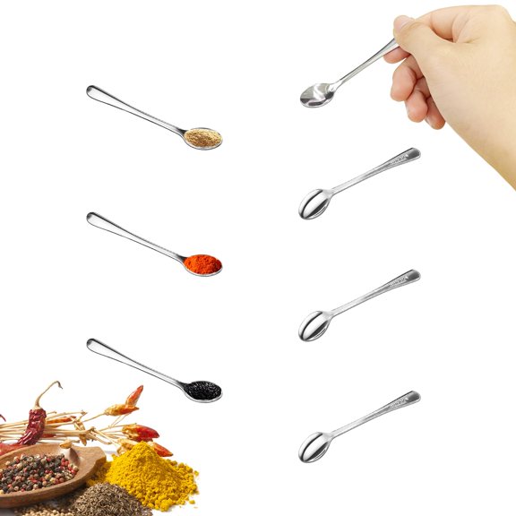 6 Pcs Mini Spoons, Tiny Stainless Steel Spoons 2.87" for Salt Jars Spice Jars, SUS 304 Food Grade Seasoning Spoons for Salt