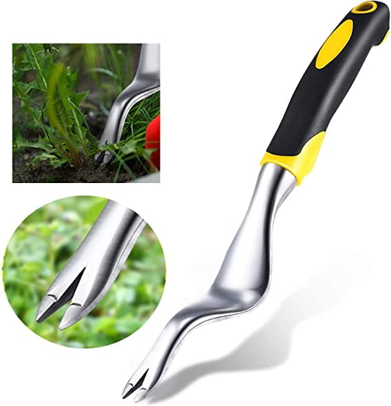 Remove Dandelions Moss Or Weeds in Paving Joints 2 Claw Steel Head Design Non-Slip with Long Handle Tools for Garden Forks Tools,Hand Weeder Stainless Manual Weed