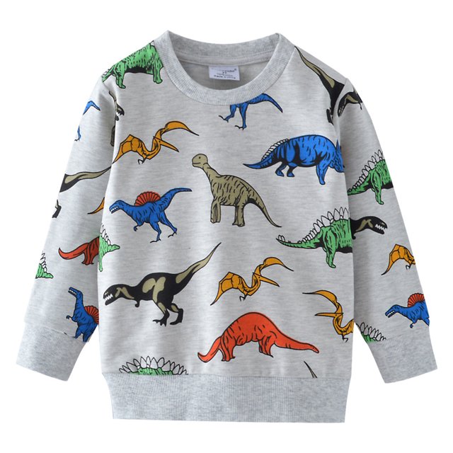 KAWELL Chandail en Molleton Dinosaure pour Garçons, Chandail à Col Rond en Coton, Manches Longues