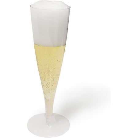 

Plastic Champagne Flutes Glasses Set (100 Count) 4.5 Ounce - Clear Stem Cups 2 Pieces - Ideal For Birthday Party Wedding Reception And Other Celebration!