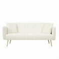 thumbnail image 3 of Unbranded 70 "Teddy Velvet Sofa Bed With Adjustable Armrests Beige, 3 of 5